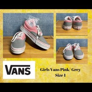 Girls Vans pink/white checkered & grey. Size 1